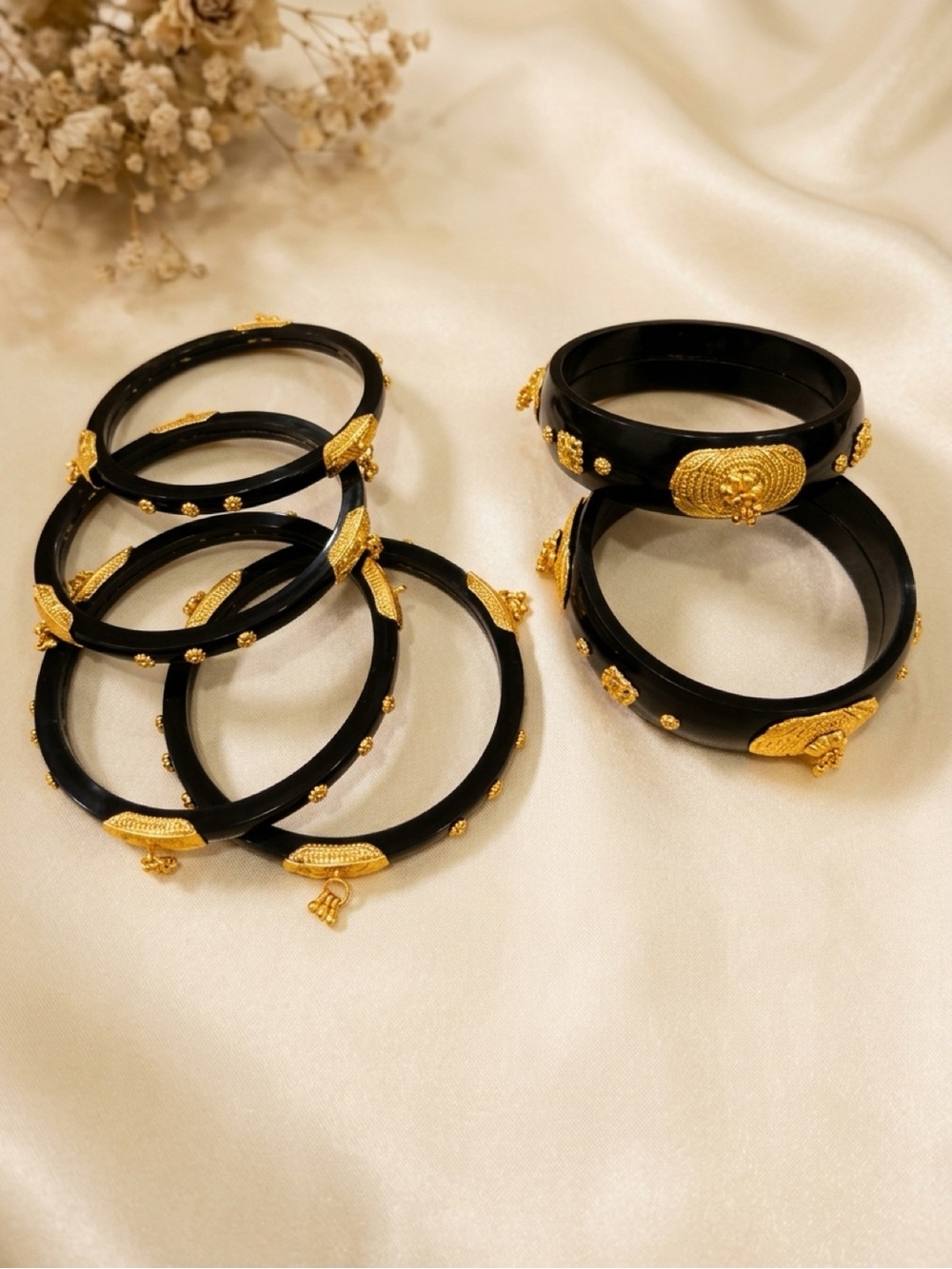 Black and Gold Bangle Set-Women's Jewelry
